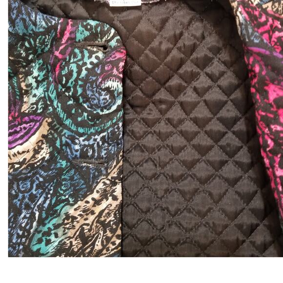 Stephen Douglas Ltd Quilted Paisley Button up Blazer Multicolor Long Slvs Sz 12 - Picture 4 of 6